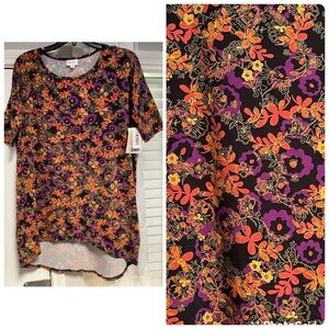 Lularoe Irma XS floral orange purple Halloween colors